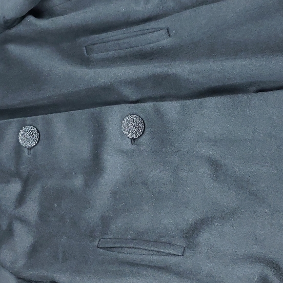 Stunning Vintage Black Wool With Fur Collar Trench Coat Size XL - Picture 3 of 7